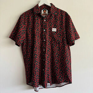 JK Collection by Old Smoke Kentucky Derby rose button up shirt sleeve shirt L